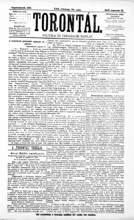 Torontál, 22. évf. 1893. augusztus 28. 196. sz.