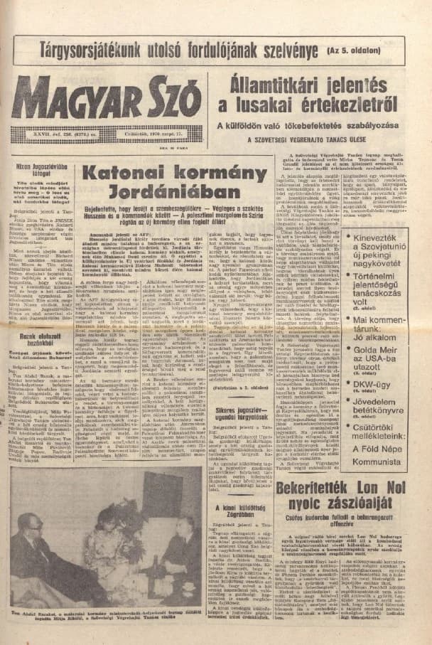 Magyar Szó, 27. évf. 1970. szeptember 17. 256. sz. 1–16. oldal