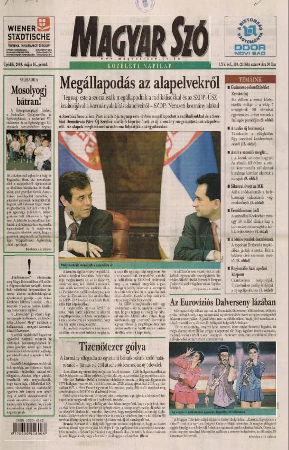 Magyar Szó, 65. évf. 2008. május 16. 110. sz. 1–20. oldal