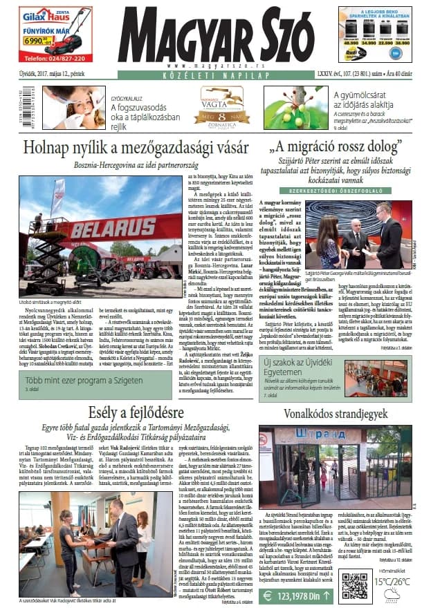 Magyar Szó, 74. évf. 2017. május 12. 107. sz. 1–16. oldal