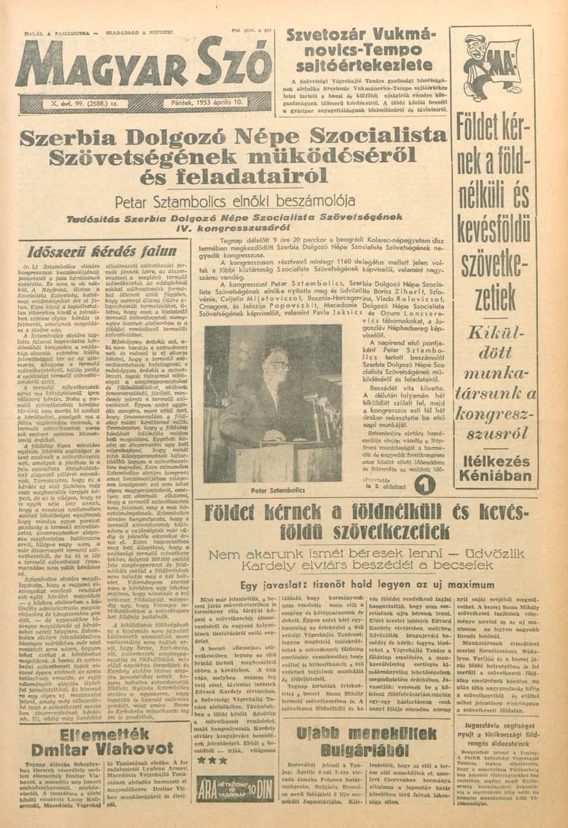 Magyar Szó, 10. évf. 1953. április 10. 99. sz. 1–12. oldal