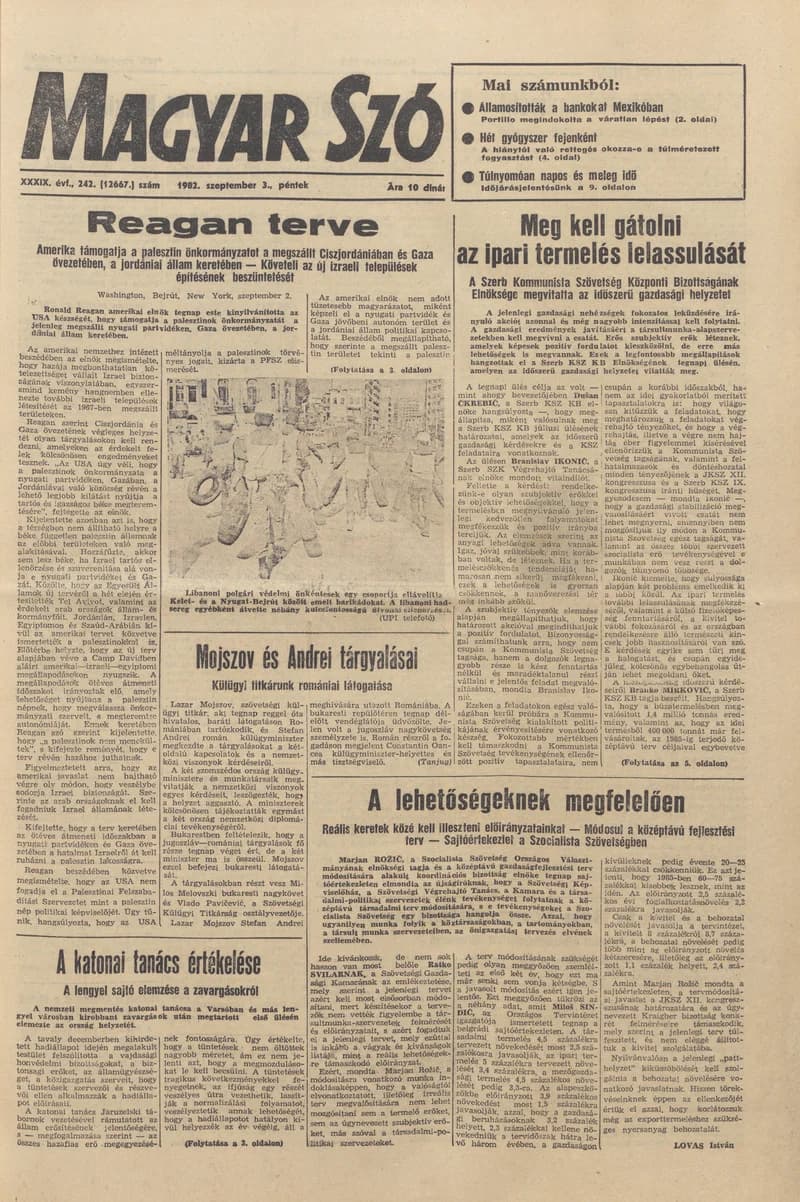 Magyar Szó, 39. évf. 1982. szeptember 3. 242. sz. 1–20. oldal