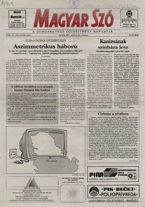 Magyar Szó, 58. évf. 2001. október 14. 237. sz. 1–28. oldal