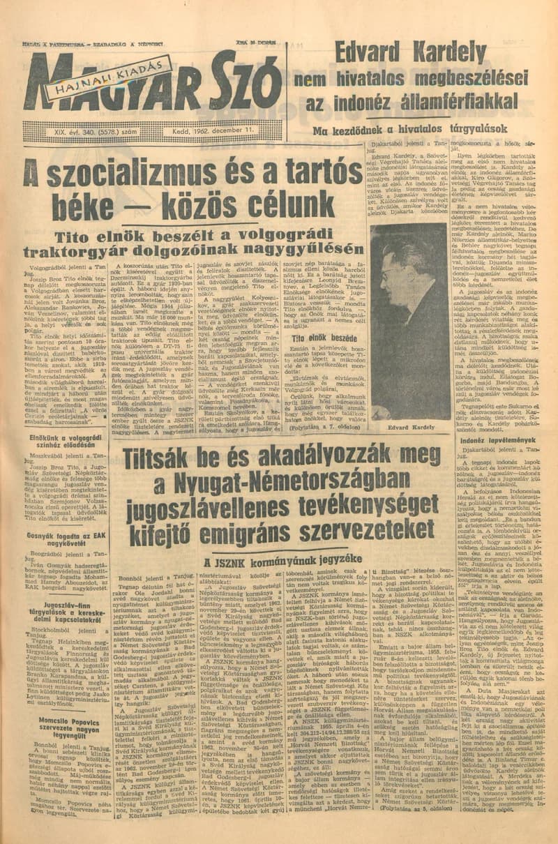 Magyar Szó, 19. évf. 1962. december 11. 340. sz. 1–16. oldal