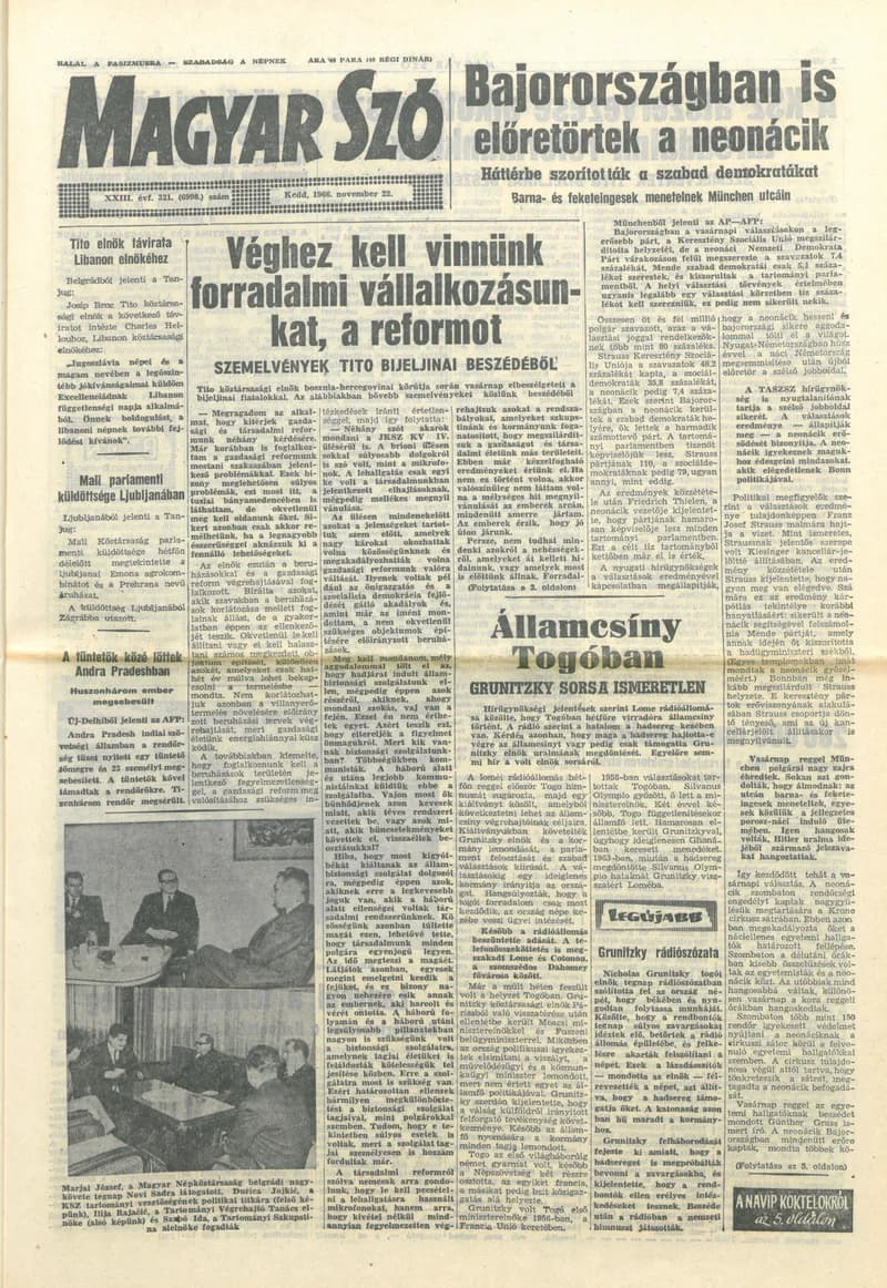 Magyar Szó, 23. évf. 1966. november 22. 321. sz.