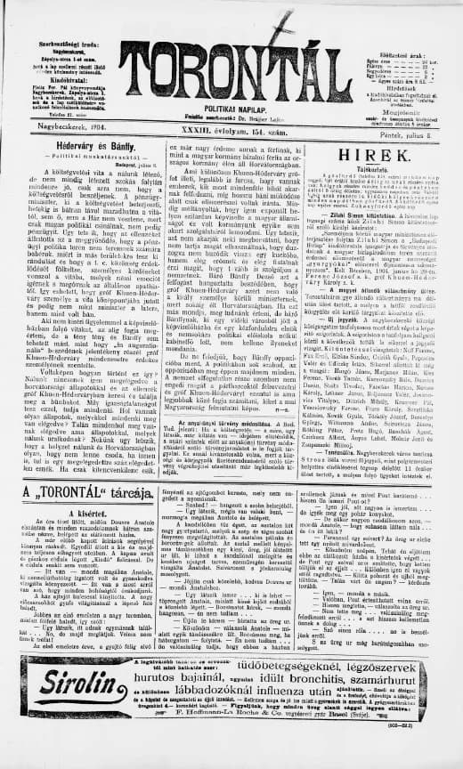 Torontál, 33. évf. 1904. július 8. 154. sz.