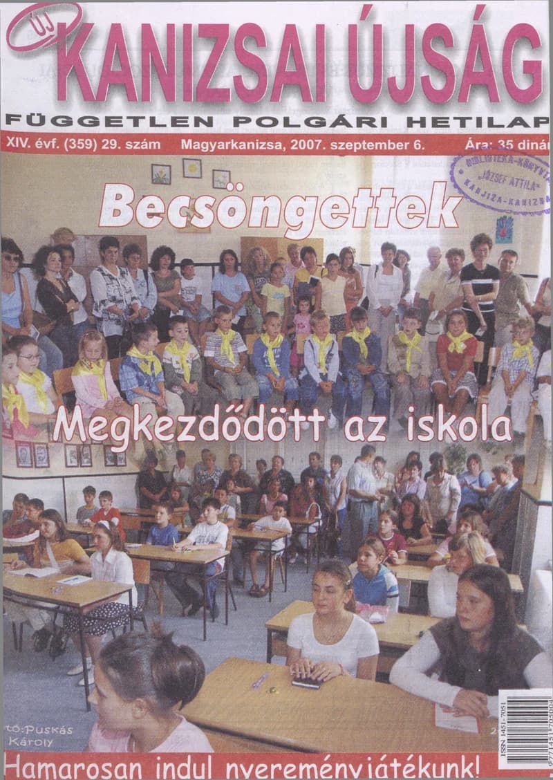 Új Kanizsai Újság, 14. évf. 2007. szeptember 6. 29. sz.