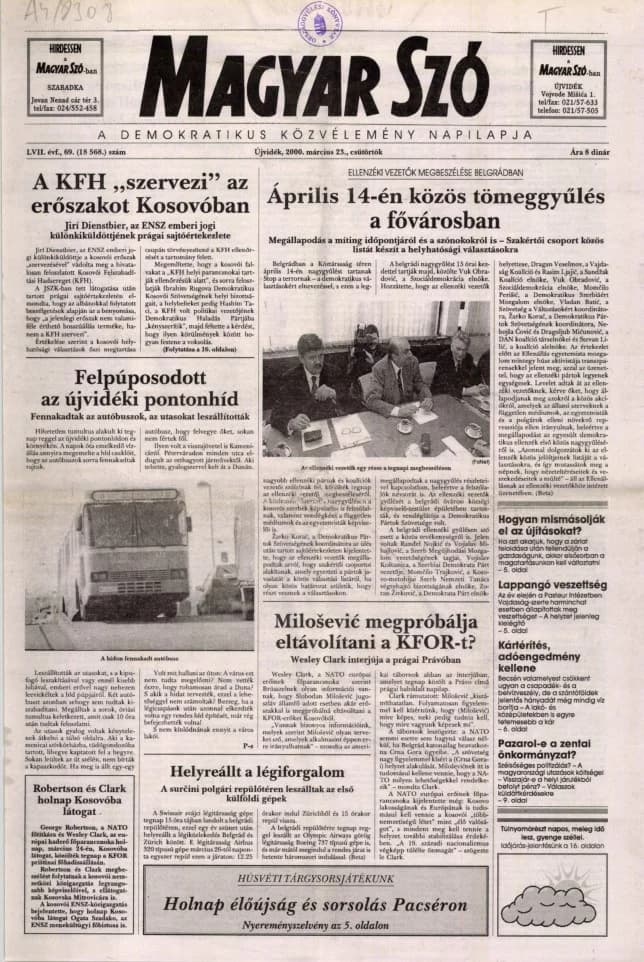 Magyar Szó, 57. évf. 2000. március 23. 69. sz. 1–16. oldal