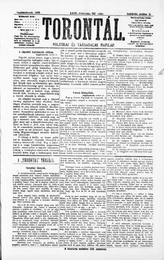 Torontál, 24. évf. 1895. október 31. 251. sz.