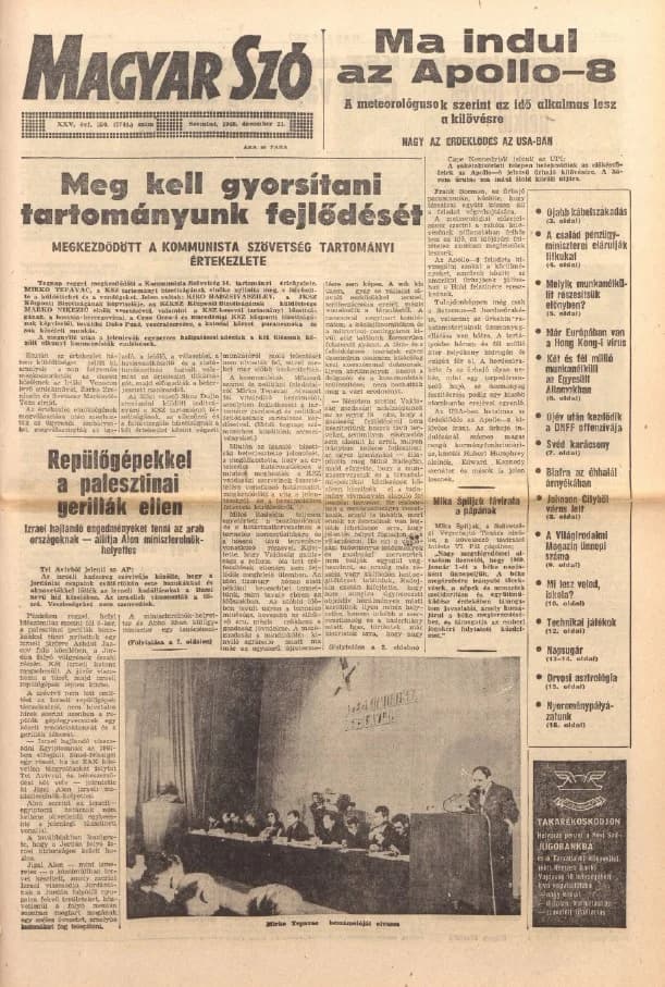 Magyar Szó, 25. évf. 1968. december 21. 350. sz. 1–20. oldal