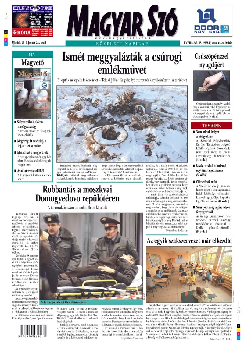Magyar Szó, 68. évf. 2011. január 25. 18. sz. 1–20. oldal