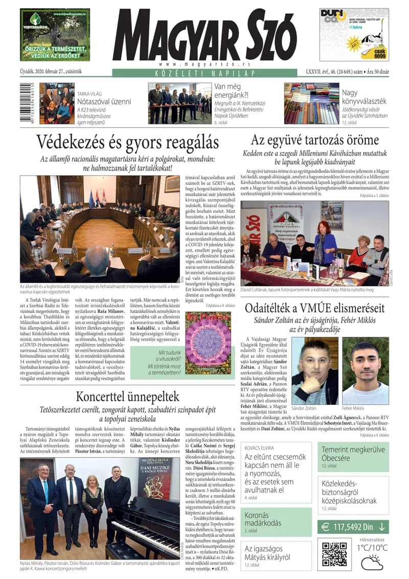 Magyar Szó, 77. évf. 2020. február 27. 46. sz. 1–20. oldal