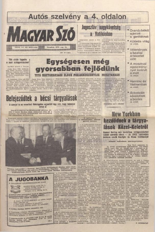 Magyar Szó, 27. évf. 1970. augusztus 15. 223. sz. 1–16. oldal
