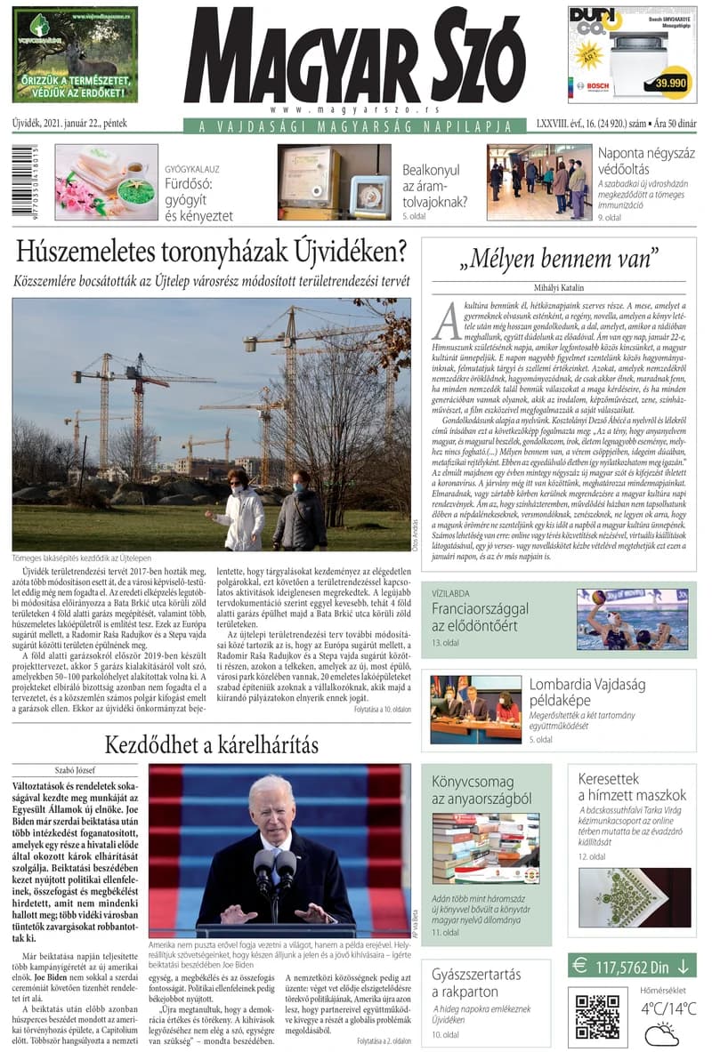 Magyar Szó, 78. évf. 2021. január 22. 16. sz. 1–16. oldal