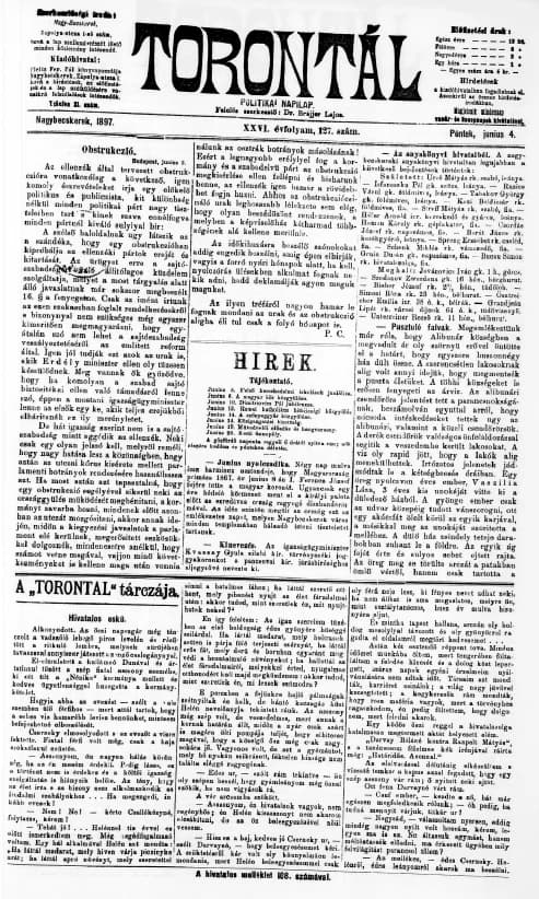 Torontál, 26. évf. 1897. június 4. 127. sz.