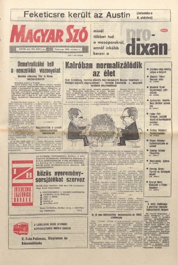 Magyar Szó, 27. évf. 1970. október 4. 273. sz. 1–28. oldal