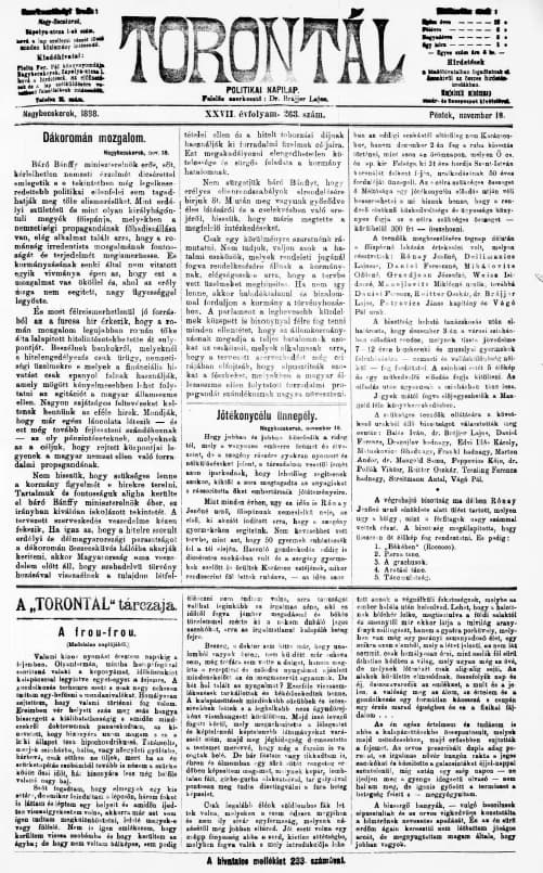 Torontál, 27. évf. 1898. november 18. 263. sz.