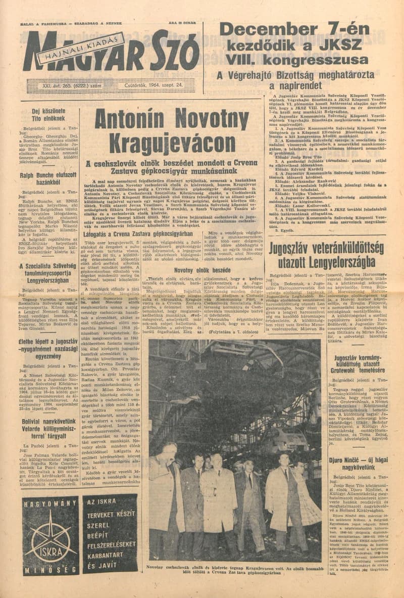 Magyar Szó, 21. évf. 1964. szeptember 24. 265. sz.