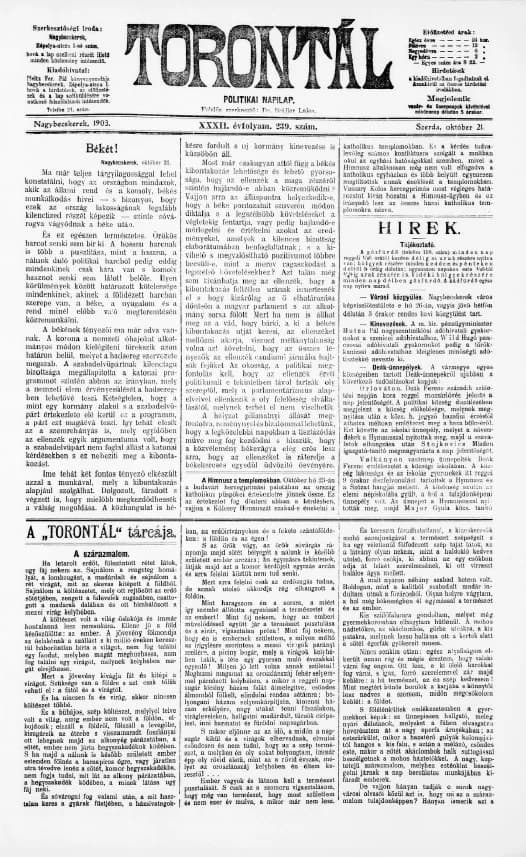 Torontál, 32. évf. 1903. október 21. 239. sz.
