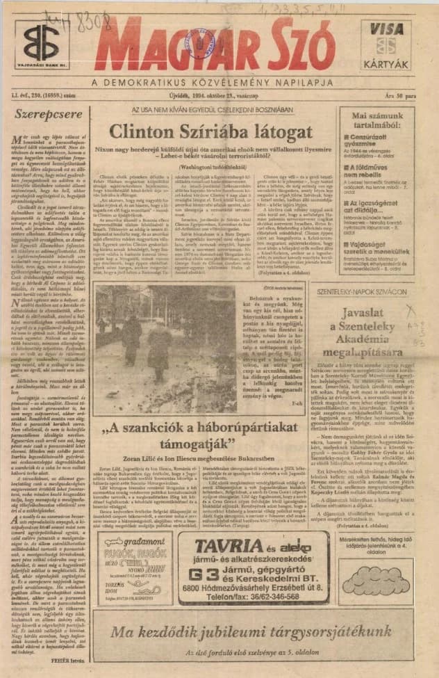 Magyar Szó, 51. évf. 1994. október 23. 230. sz.