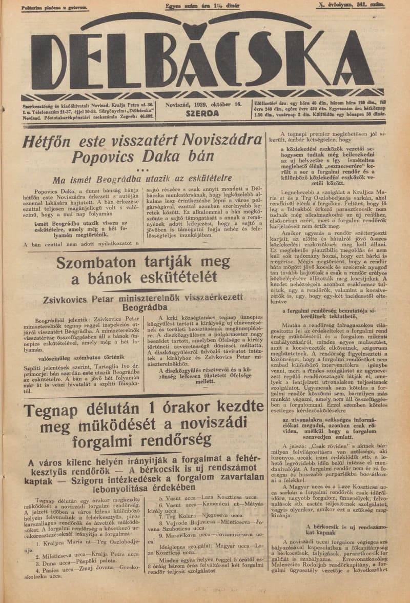 Délbácska, 10. évf. 1929. október 16. 241. sz.