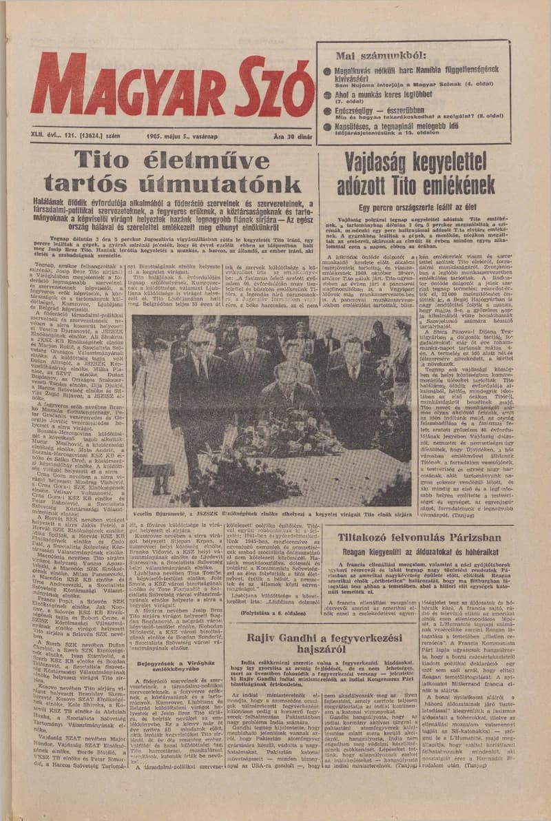 Magyar Szó, 42. évf. 1985. május 5. 121. sz. 1–28. oldal