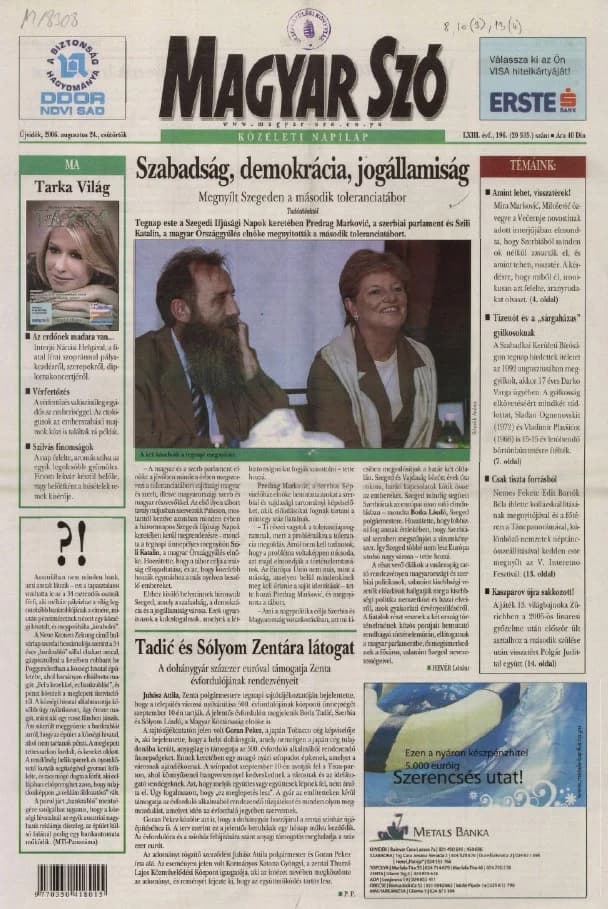 Magyar Szó, 63. évf. 2006. augusztus 24. 196. sz. 1–20. oldal