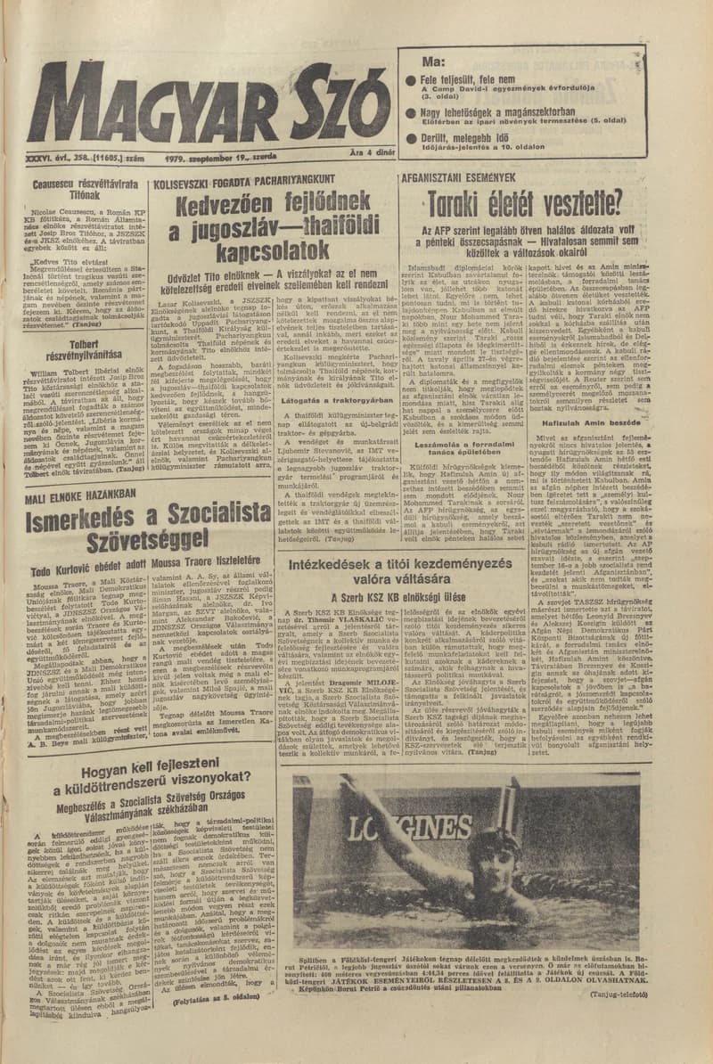 Magyar Szó, 36. évf. 1979. szeptember 19. 258. sz. 1–20. oldal