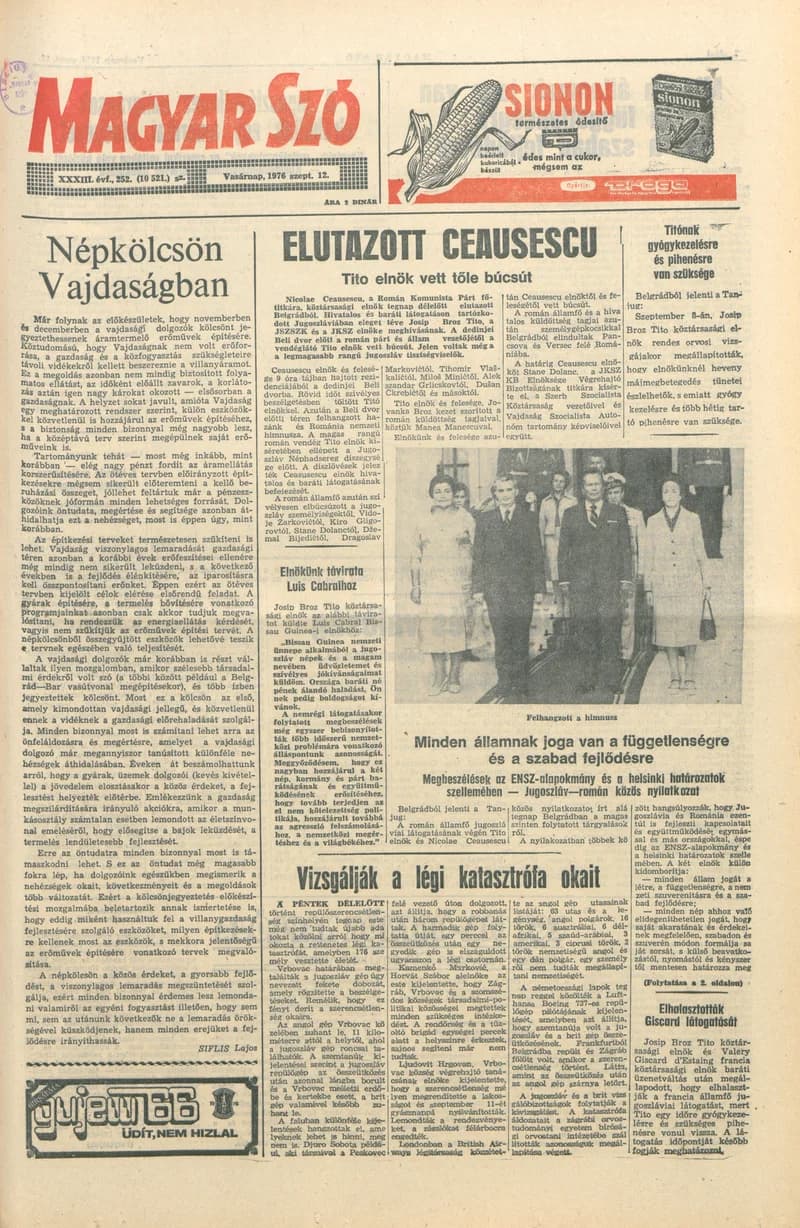 Magyar Szó, 33. évf. 1976. szeptember 12. 252. sz. 1–28. oldal