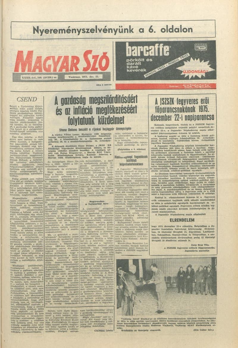 Magyar Szó, 32. évf. 1975. december 21. 349. sz.