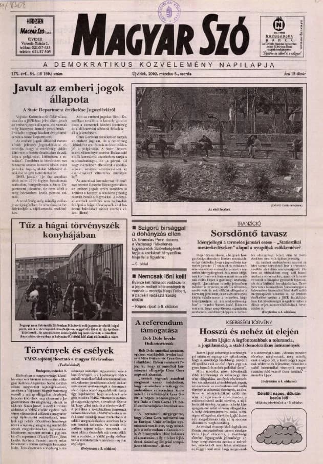 Magyar Szó, 59. évf. 2002. március 6. 54. sz. 1–16. oldal