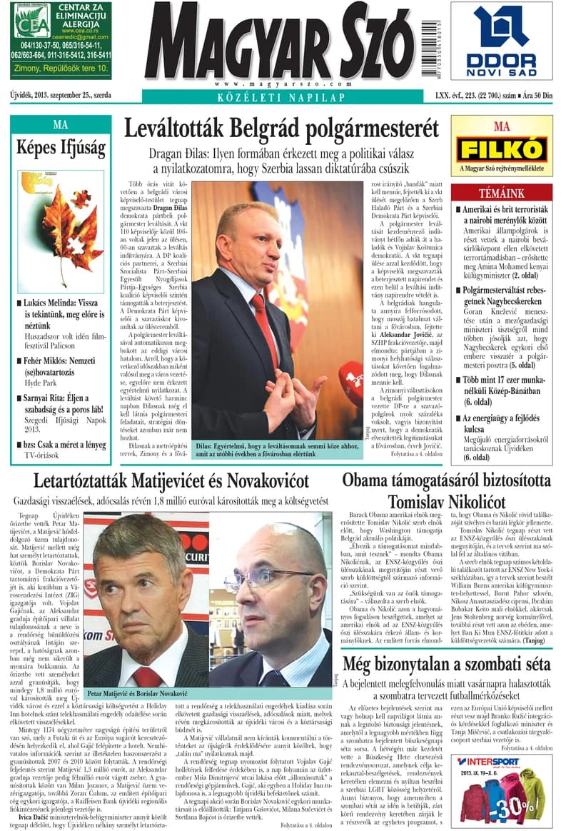 Magyar Szó, 70. évf. 2013. szeptember 25. 223. sz. 1–20. oldal
