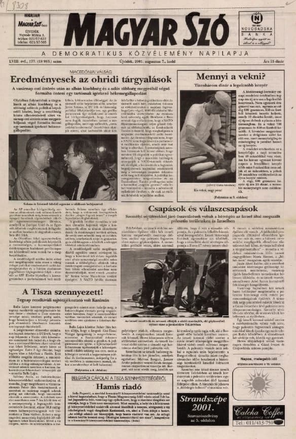 Magyar Szó, 58. évf. 2001. augusztus 7. 177. sz. 1–16. oldal