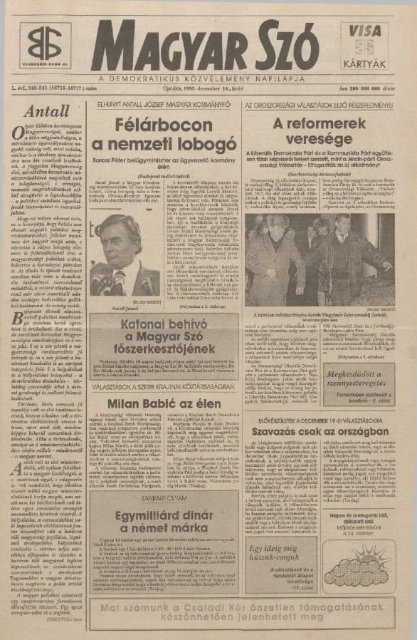 Magyar Szó, 50. évf. 1993. december 14. 340–341. sz. 1–16. oldal