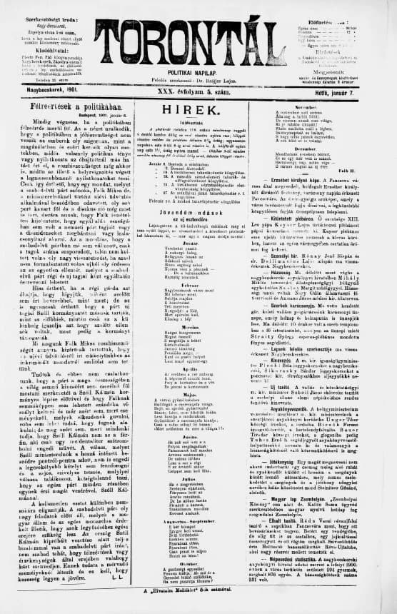 Torontál, 30. évf. 1901. január 7. 5. sz.