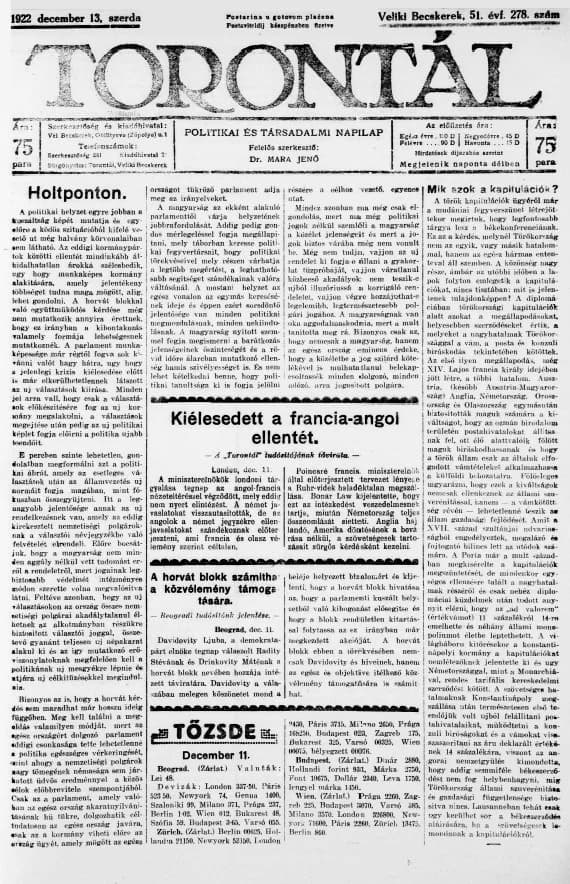 Torontál, 51. évf. 1922. december 13. 278. sz.