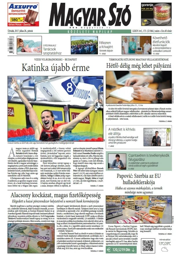 Magyar Szó, 74. évf. 2017. július 28. 173. sz. 1–16. oldal