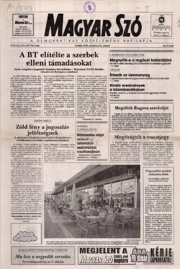 Magyar Szó, 57. évf. 2000. november 24. 279. sz. 1–16. oldal