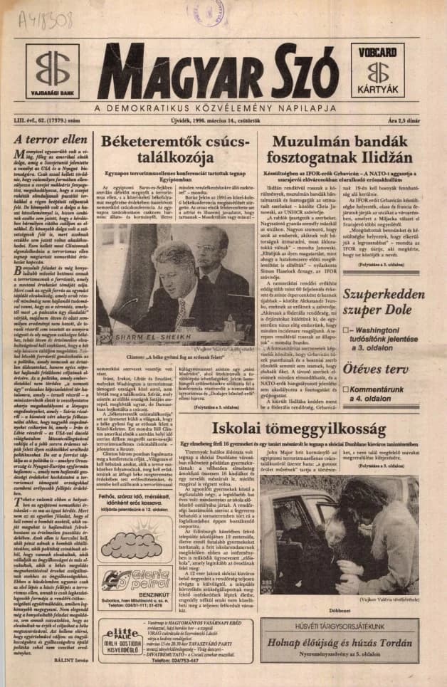 Magyar Szó, 53. évf. 1996. március 14. 62. sz. 1–16. oldal