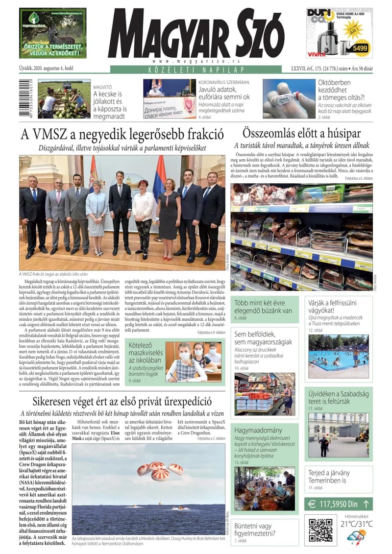 Magyar Szó, 77. évf. 2020. augusztus 4. 175. sz. 1–20. oldal