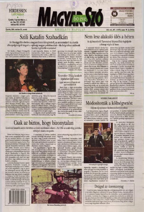 Magyar Szó, 61. évf. 2004. október 20. 247. sz. 1–20. oldal
