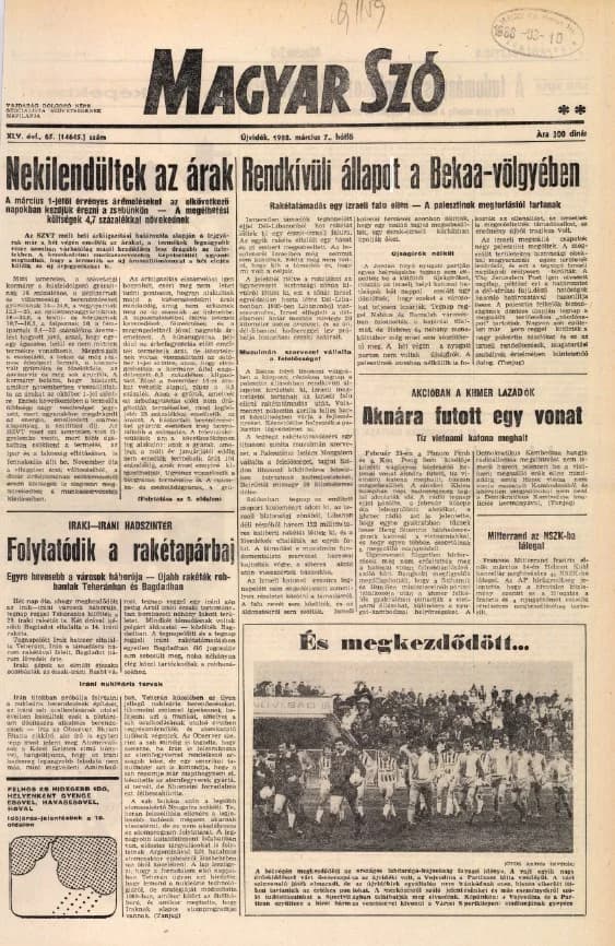 Magyar Szó, 45. évf. 1988. március 7. 65. sz. 1–20. oldal