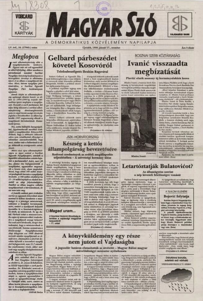 Magyar Szó, 55. évf. 1998. január 17. 16. sz. 1–16. oldal