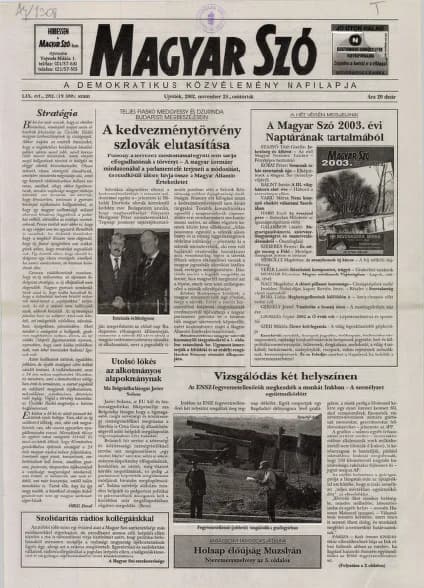 Magyar Szó, 59. évf. 2002. november 28. 282. sz. 1–16. oldal