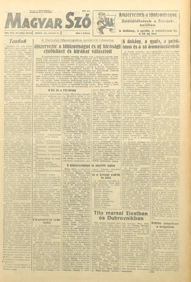 Magyar Szó, 8. évf. 1951. július 16. 167. sz. 1–4. oldal