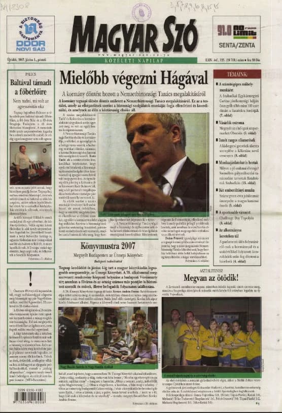 Magyar Szó, 64. évf. 2007. június 1. 125. sz. 1–20. oldal