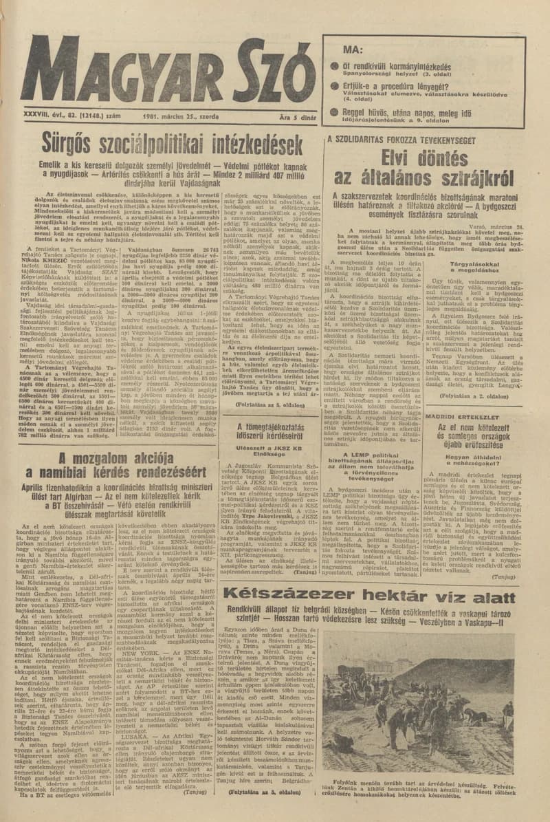 Magyar Szó, 38. évf. 1981. március 25. 82. sz.