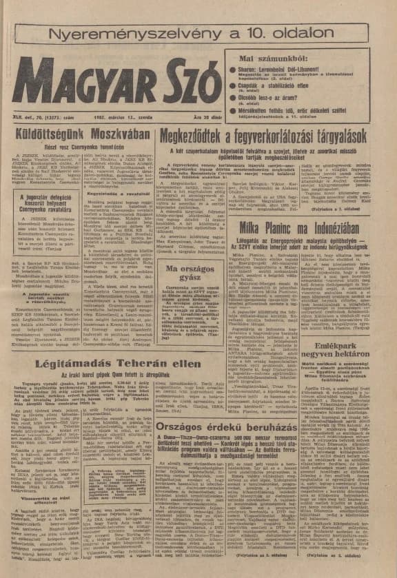 Magyar Szó, 42. évf. 1985. március 13. 70. sz. 1–16. oldal