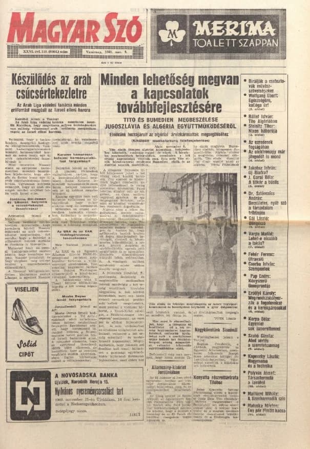 Magyar Szó, 26. évf. 1969. november 9. 310. sz. 1–32. oldal
