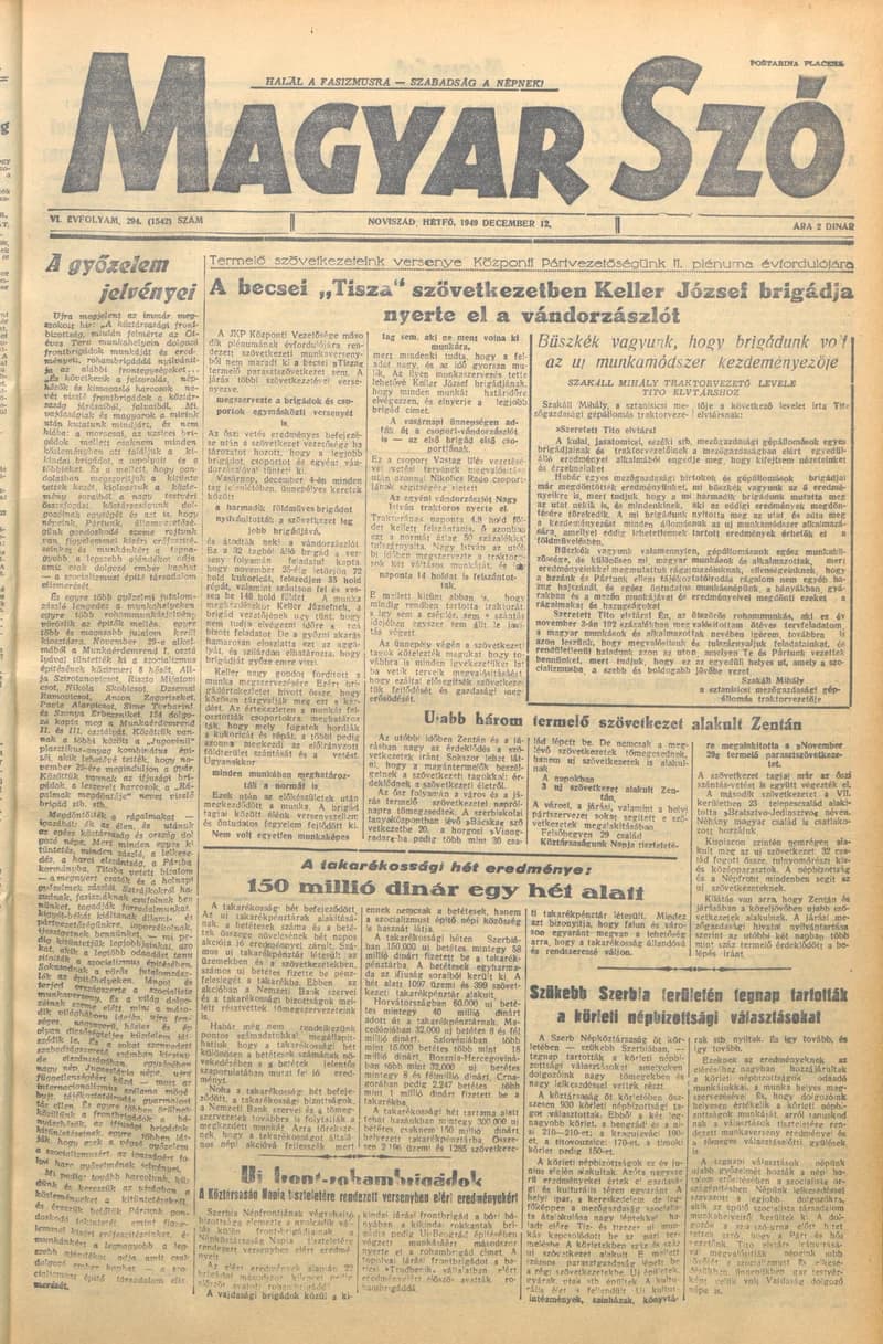 Magyar Szó, 6. évf. 1949. december 12. 294. sz. 1–4. oldal